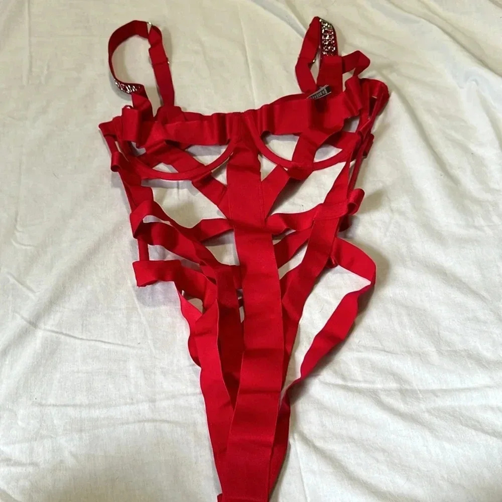 Victoria's Secret Red Geometric Bodysuit - Picture 2 of 7